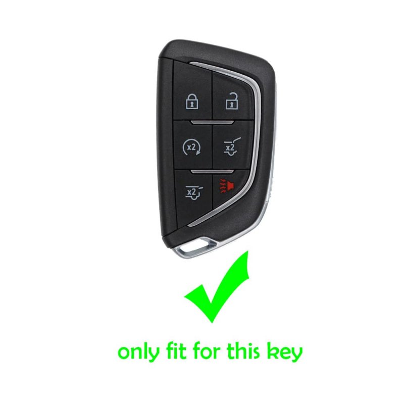 2pcs Silicone Remote Smart Key Fob Case Cover For Cadillac Escalade 2021 2022 2023 6 Buttons Rubber Protector Holder Black