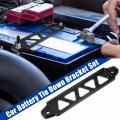 X Autohaux 220mm Universal Hollow Aluminum Alloy Car Battery Hold Down Mount Bracket Set Black 5 Holes 10 Inch Bolt