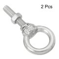 M5 25 3 16 X0 98 Stainless Steel Eye Bolts Threaded Screw Eyebolt Shoulder Ring With Nuts Washers For Lifting Hanging 2 Set