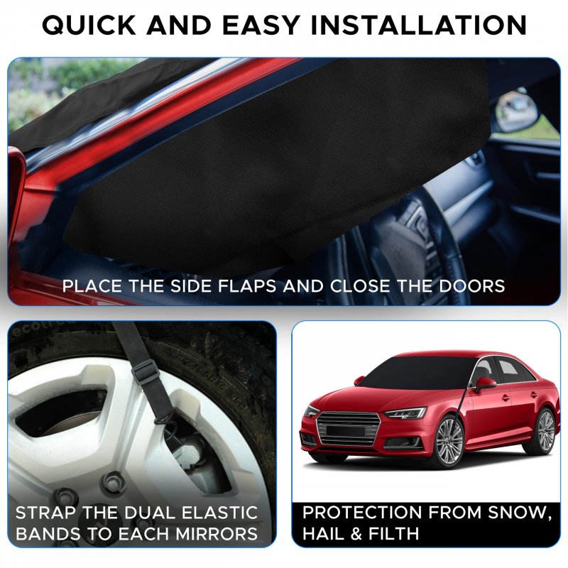 Econour Windshield Snow Cover For Cars Upgraded Trapezoidal Shape Designed With Adjustable Hook Windproof Protection Winter