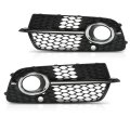 Front Bumper Fog Light Grille Cover With Silver Ring For Audi Sq5 2013 2017 And Q5 S Line Honeycomb Style 8r0807681m 8r0807682j 