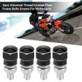 Black License Plate Screws Motorcycle Frame Bolts For 4pcs Universal Thread Nuts N 4 Pcs Black