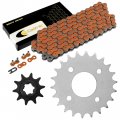 Caltric Orange Drive Chain And Sprockets Kit Compatible With Suzuki Lt80 Quadsport 80 2x4 1989-2006