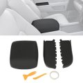 Hecasa Center Console Cover Front Door Armrest Pad For 2009-2015 Honda Pilot Pvc Black 