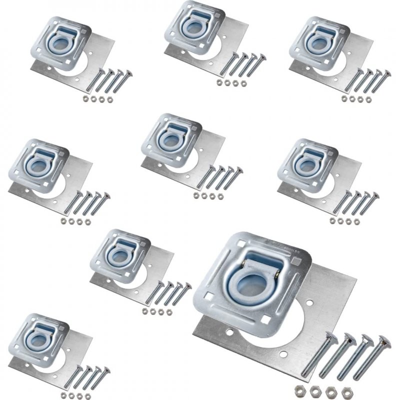 Farm Tough Tools D-ring Recessed 6 000 Lb Tie Down And Backing Plate W 2-1 2 Hardware 9-pack