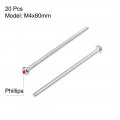 Uxcell M4x80mm Machine Screws Pan Phillips Cross Head Screw 304 Stainless Steel Fasteners Bolts 20pcs