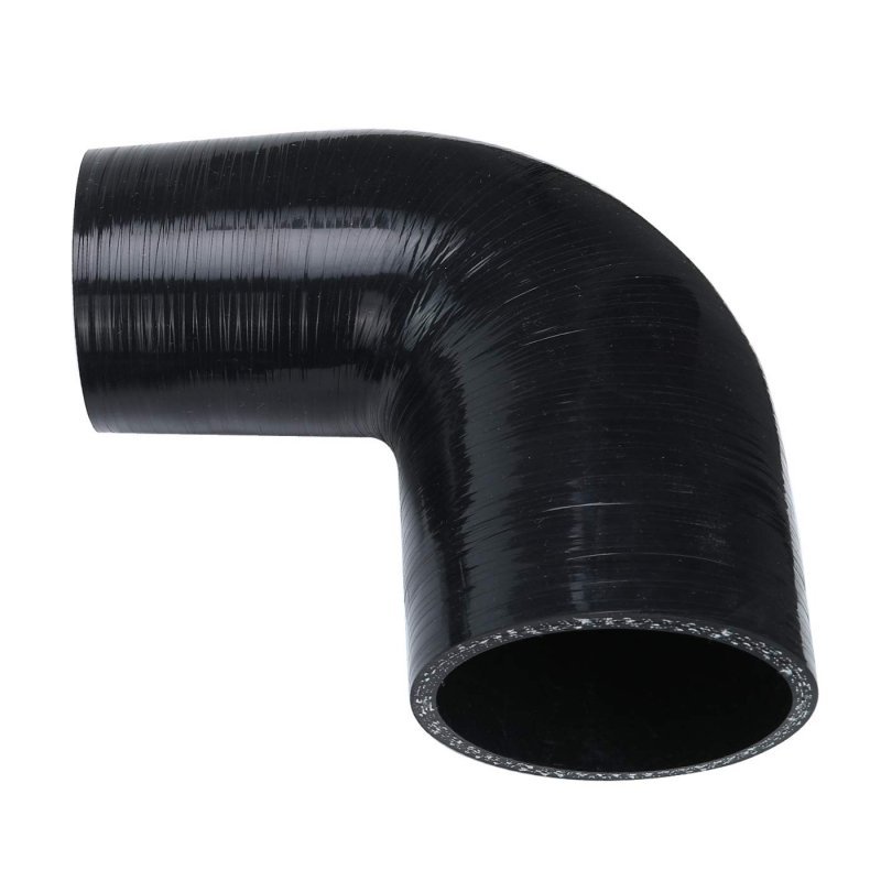 90 Degree Elbow Reducer Coupler Silicone Hose 25 In To 2 75 3 5 Leg Length Ply Reinforced Automotive Tubing Bkrf-1063ss Black