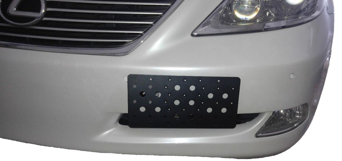 Front Bumper Tow Hook License Plate Mount Bracket For Lexus Ls 2007-2018 Holder Set W Unique Screw Bolts Black Caps Tag