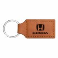 Ipick Image Compatible With Honda Logo Rectangular Brown Leatherette Key Chain