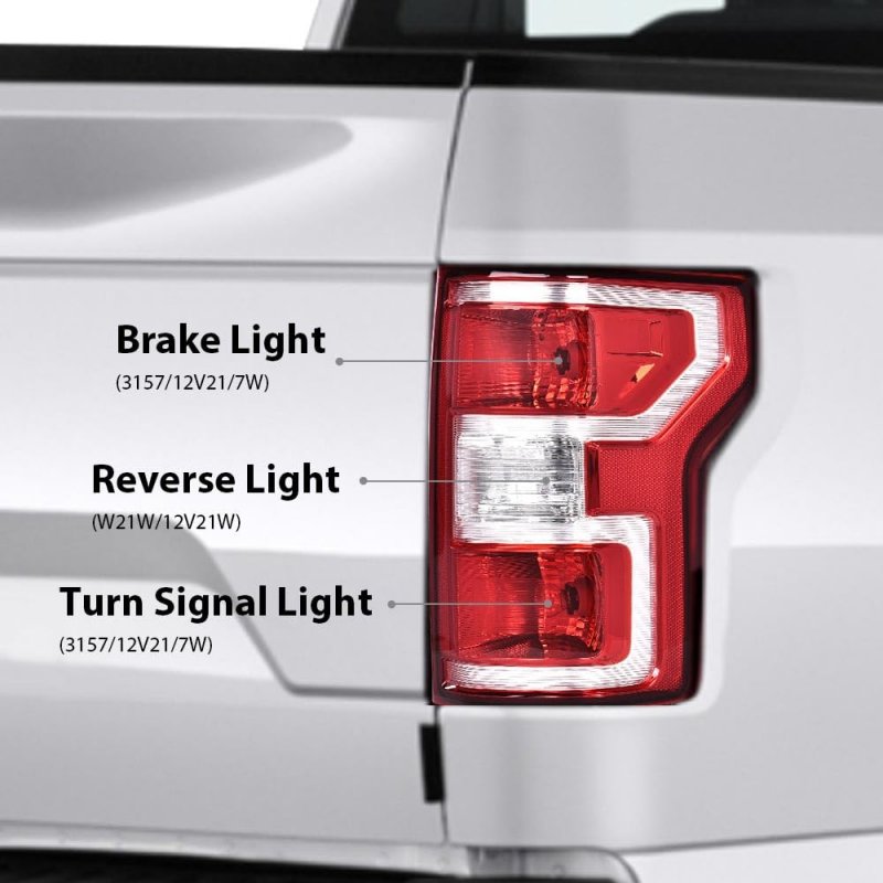 Rear Tail Lamp Light For Ford F150 2018 2019 2020 Right Passenger Side Red Lens Chrome Housing Jl3z13404h Fo2801265 Without