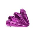 Auto Dynasty 45mm Anodized Aluminum Valve Stem Caps Spiked Head Design Car Accessories Universal Fit For Most Vehicles Purple