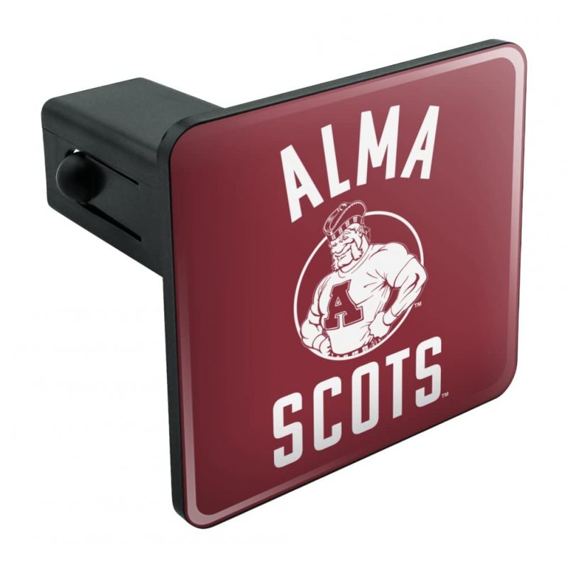 Alma College Scots Logo Tow Trailer Hitch Cover Plug Insert 1 25 In Receiver Heavy Duty Abs Plastic With Uv Resistant Resin Top