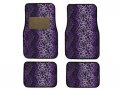 Universal Fit Animal Print Carpet Floor Mats For Cars Trucks Leopard Purple 4 Piece Set With Non Skid Backing 