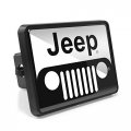 Ipick Image Compatible With Jeep Grill Logo Uv Graphic Black Metal Face-plate On Abs Plastic 2 Inch Tow Hitch Cover