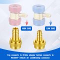R1234yf Adapter Kit R134a Quick Couplers High Low Connector Brass Car Ac Evacuation Recharging Fittings For Auto Air