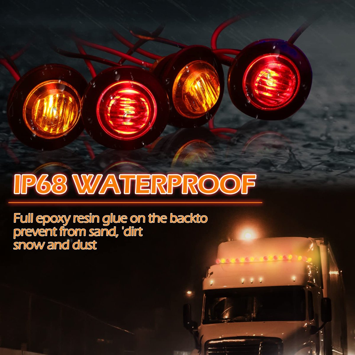 50 Pieces 3 4 In Round Led Side Marker Lights 12v Waterproof Ip68 Indicator Lamps Yellow And Red For Truck Trailer Lorry Bus