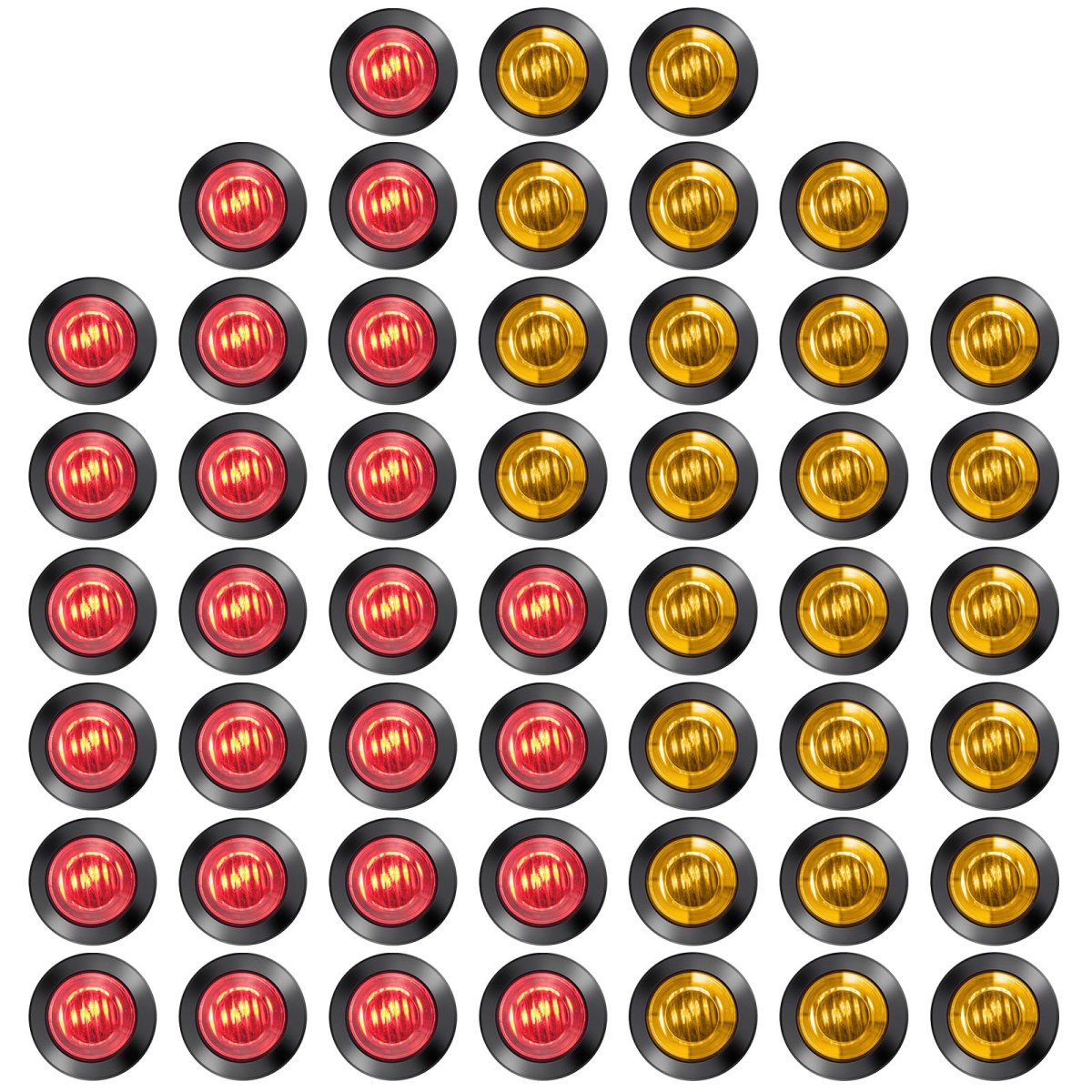 50 Pieces 3 4 In Round Led Side Marker Lights 12v Waterproof Ip68 Indicator Lamps Yellow And Red For Truck Trailer Lorry Bus