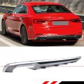 Cuztom Tuning S5 Style Quad Exhaust Tip Shark Fin Rear Bumper Diffuser Valance Compatible For 2018-2019 Audi A5 Sline 2 4 Door