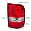 Amerilite For 2001-2011 Ford Ranger Pickup Factory Style Crystal Red Replacement Tail Light Assembly Set Passenger And Driver