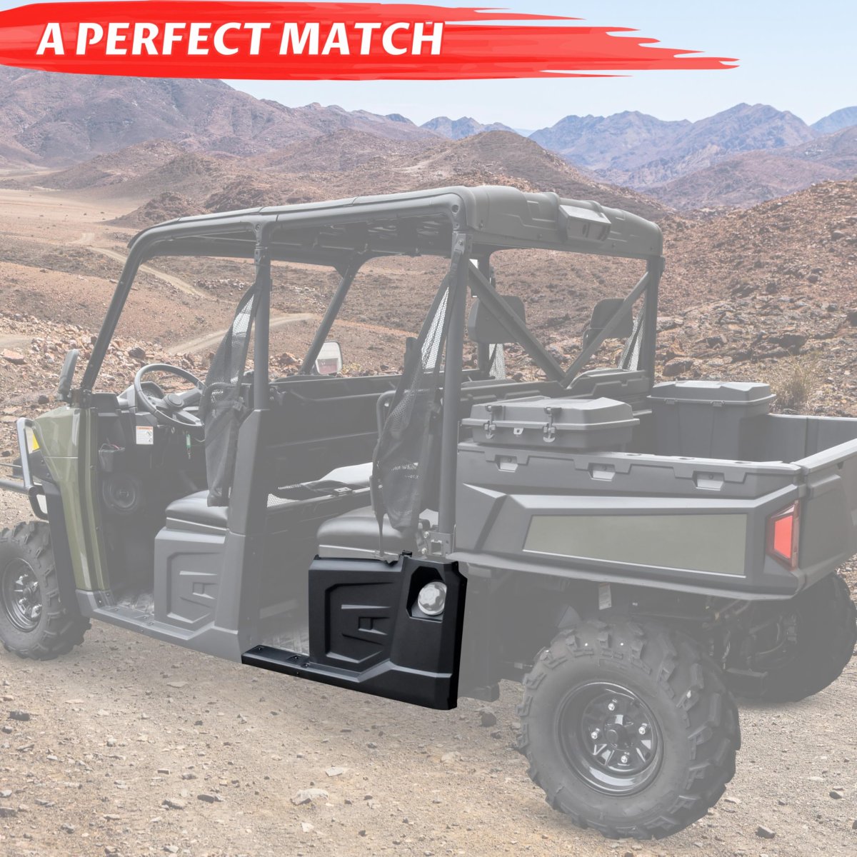 Black Rear Left Hand Fender With Rocker For Polaris Ranger Crew 570 Xp Full-size Ranger 900 1000 Diesel 2014-2019 Rear Side