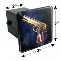 Usa American Flag 2nd Amendment Golden Gun Tow Trailer Hitch Cover Plug Insert
