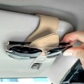 Mopar Logo Beige Leather Magnetic Sunglass Holder Car Sun Visor Mount Clip Official Licensed 