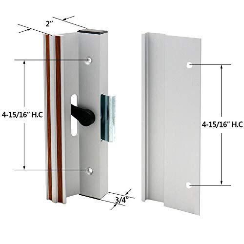 Baomain 1 Set Patio Door Handle C-1005 4-15 16 Hole Centers Surface Mounted Clamp Style Aluminum