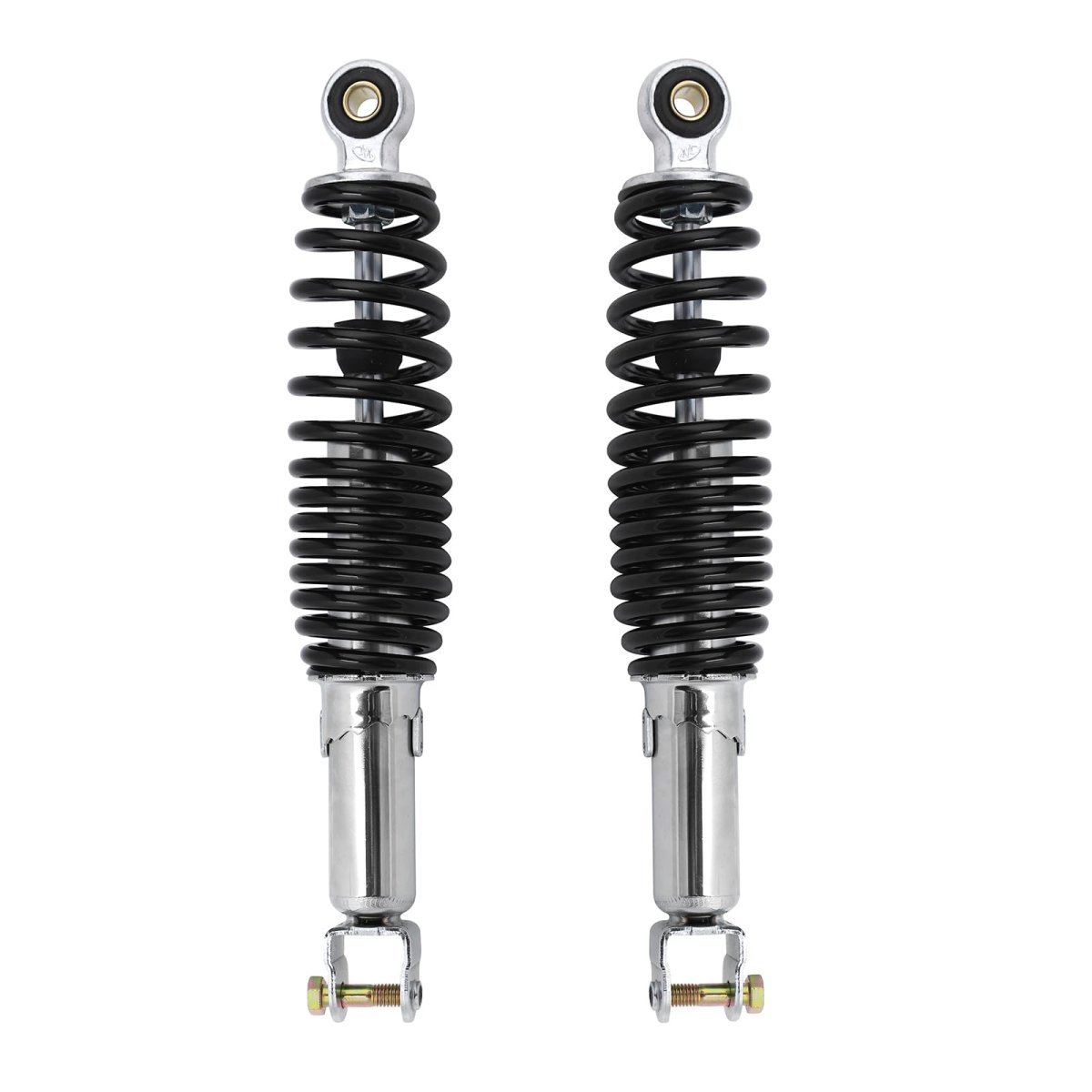 Dual Rear Shock Absorbers For Chinese Gy6 Scooter Mopeds 305mm Length With Adjustable Spring Preload And 10mm Mounting Hole