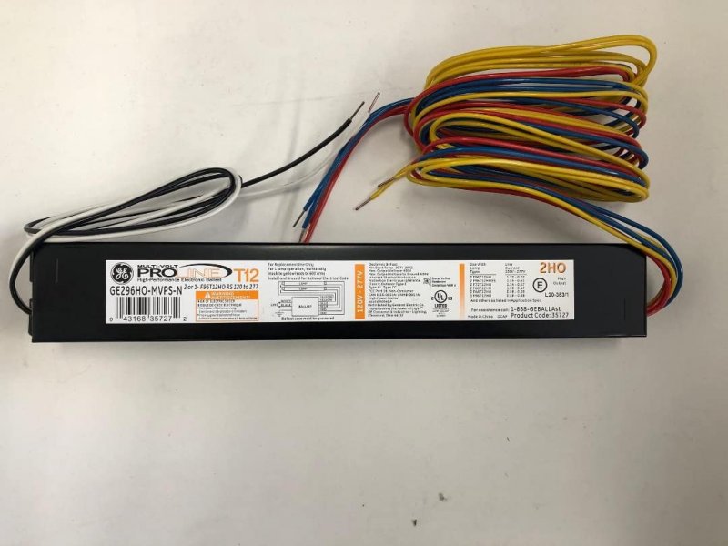 Ge 35727 Ge296ho-mvps-n Multi-volt Proline Electronic Program Rapid Start Ballast For 2 Or 1 F96t12ho Rs 120-277 Volt
