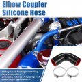 Uxcell 1 Set 45mm 77 Id 90 Degree Elbow Coupler Silicone Hose 4-ply With 2 Pcs Clamps Black Red