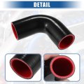 Uxcell 1 Set 45mm 77 Id 90 Degree Elbow Coupler Silicone Hose 4-ply With 2 Pcs Clamps Black Red