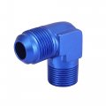 X Autohaux An12 90 Degree Male To 3 4 Npt Flare Bulkhead Fitting Adaptor Connector For Car Blue 6061 Aluminum Alloy