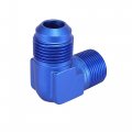 X Autohaux An12 90 Degree Male To 3 4 Npt Flare Bulkhead Fitting Adaptor Connector For Car Blue 6061 Aluminum Alloy