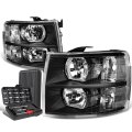Auto Dynasty Black Housing Clear Corner Headlight Lamps Tool Kit For Chevy Silverado 07-14 