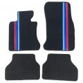 Freemotor802 For 2005-2010 Bmw E60 5 Series Floor Mats Black With 3 Colors Stripes Nylon Car Carpets 4-pc Set 