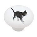 Gray Tabby Cat Decorative High Gloss Ceramic Drawer Knob 