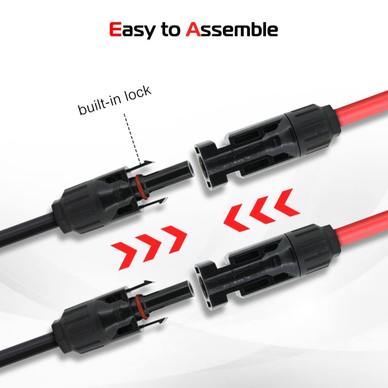 20 Feet 10awg Solar Panel Cable Wire Extension 10 Gauge With Female And Male Connectors 20ft Red Black