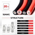 20 Feet 10awg Solar Panel Cable Wire Extension 10 Gauge With Female And Male Connectors 20ft Red Black