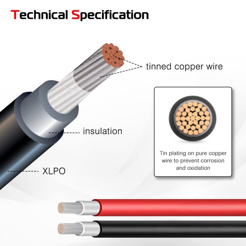 20 Feet 10awg Solar Panel Cable Wire Extension 10 Gauge With Female And Male Connectors 20ft Red Black