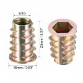Uxcell Furniture Threaded Insert Nuts Zinc Alloy M10 Internal Threads 23mm Length 5pcs