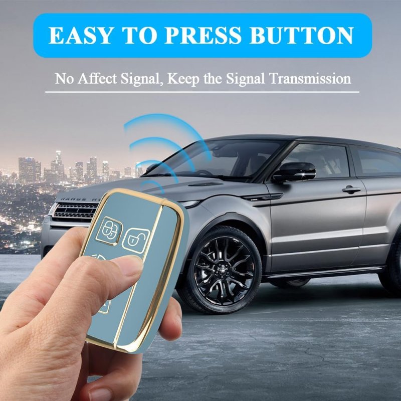 Key Fob Cover For Range Rover Land Jaguar 5 Button Smart Case With Leather Keychain And Screwdriver Blue Tpu Protector Shell