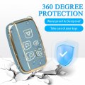 Key Fob Cover For Range Rover Land Jaguar 5 Button Smart Case With Leather Keychain And Screwdriver Blue Tpu Protector Shell
