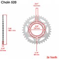 Caltric Rear Wheel Chain Sprocket For Polaris Scrambler 500 4x4 2000 2001-2012 36 Teeth