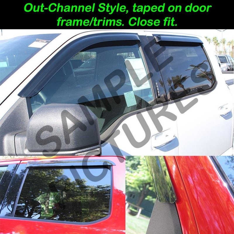Smoked Window Visors Rain Guards For 2014 2018 Chevrolet Silverado Gmc Sierra Double Cab Out Channel Tape On Deflectors 4 Piece