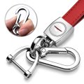 Jeep Trailhawk Logo White Genuine Red Leather Loop Strap Keychain Chrome Hook Metal Key Chain Official Licensed 5 25 In X 0 75 