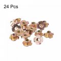 Uxcell M8x10mm T-nuts 4 Pronged Tee Nut Carbon Steel Threaded Inserts For Wood 24pcs