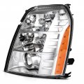 Ocpty Headlight Assembly 1pcs Replacement For 2009-2014 Cadillac Escalade Esv 2009-2013 Ext Chrome Housing Clear Lens Amber