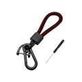 Car Key Acorn Weave Paracode Chain Ring Thick Leather Braid Rope Keychain For Men And Women Suit All Cars Black Red 