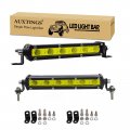 Auxtings 2x 7 Inch 30w Yellow Amber Single Row Led Light Bar 3000k Low Profile Ultra Thin Slim Mini Flood Beam Off Roads