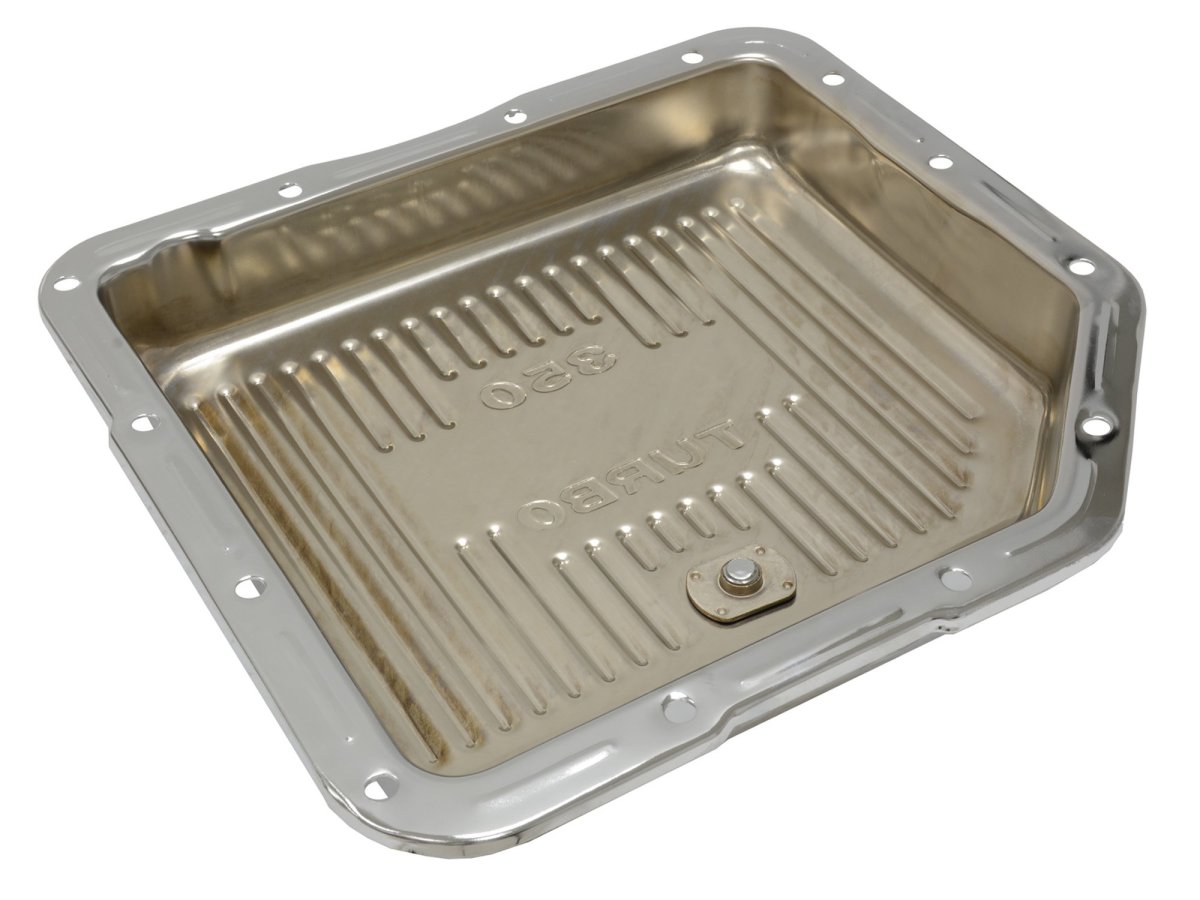 1975 1981 Corvette Transmission Oil Pan Automatic 350 Th Chrome With Drain Plug Heavy Gauge Steel Replacement 533061
